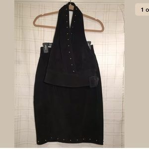 Jean Claude Black Leather Top/Pencil Skirt EUR 40